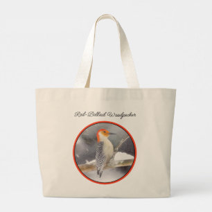 Grand Tote Bag Peinture de pic à ventre rouge Art original
