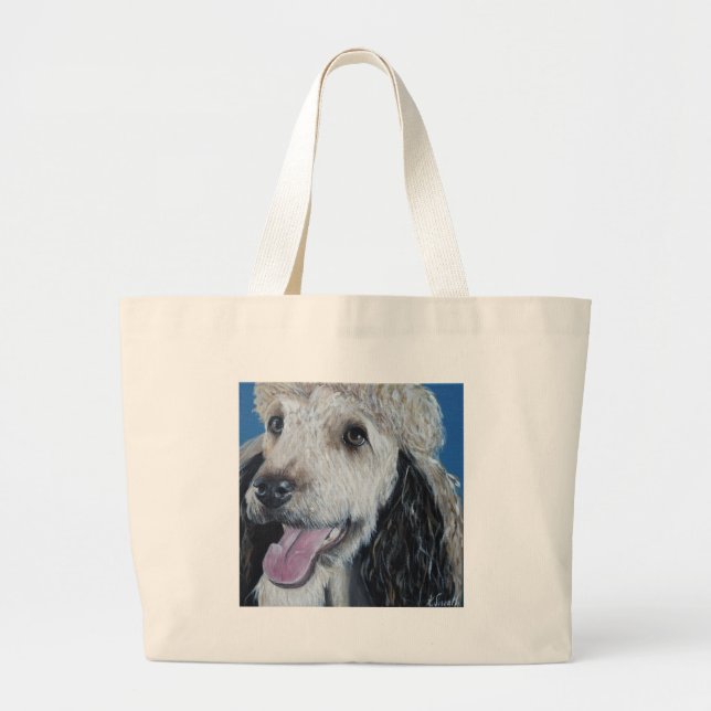 Grand Tote Bag Peinture de Quina Labradoodle (Devant)