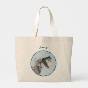 Grand Tote Bag Peinture de Schnauzer Géant Standard Recadré Art d