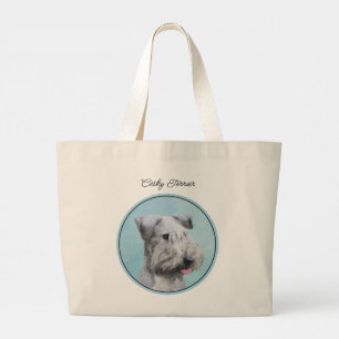 Grand Tote Bag Peinture de Terrier Tchèque Chiot Mignon Art Origi