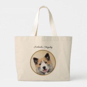 Grand Tote Bag Peinture islandaise sur chien de mer Tan art origi