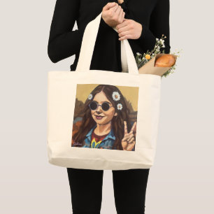 Grand Tote Bag Peinture moderne de Mona Lisa - Art inspiré de da