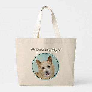 Grand Tote Bag Peinture originale d'art de Podengo Pequeno portug