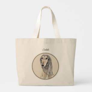 Grand Tote Bag Peinture Saluki Fawn Sable mignonne Original Chien