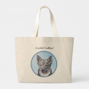 Grand Tote Bag Peinture suédoise Vallhund Cute Original Chien Art