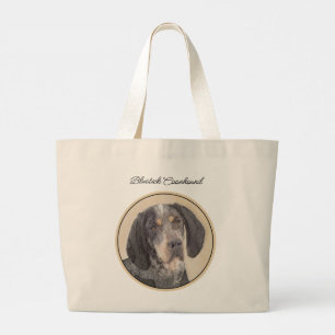 Grand Tote Bag Peinture sur papier bleu avec marquages Chien Art