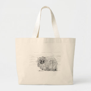 Grand Tote Bag Pékingese au bord de la mer