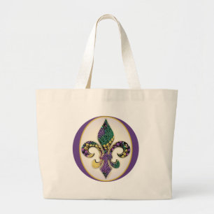 Grand Tote Bag Perle Fleur de lis de mardi gras