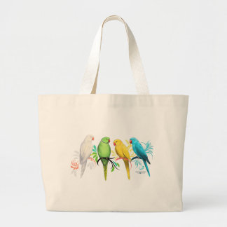 Grand Tote Bag Perroquets indiens Ringneck