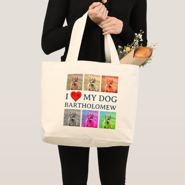 Grand Tote Bag Personalized Dog Pop Art Pet Lover Gift (Devant (produit))