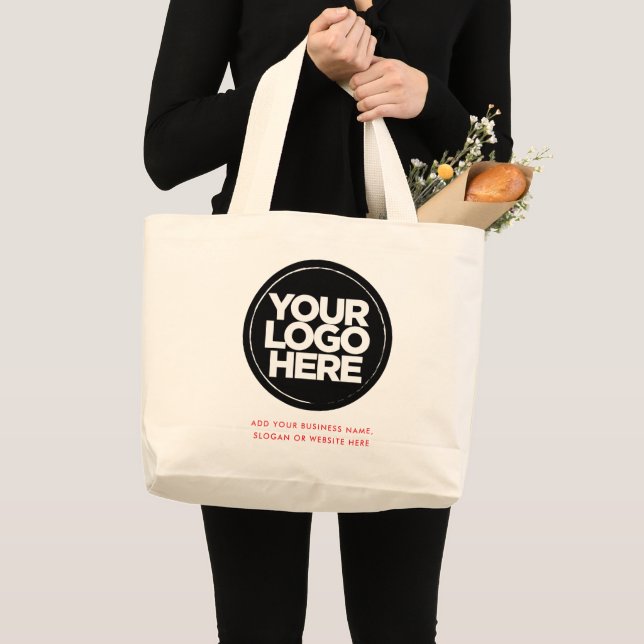 Grand Tote Bag Personalized Logo and Text Cotton Red (Devant (produit))