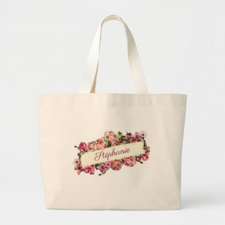 Grand Tote Bag Personnalisable Vintage Charmant Féminin Floral De