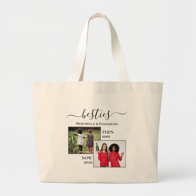 Grand Tote Bag Personnalisé Maintenant Puis 2 BESTIQUES Photo (Devant)