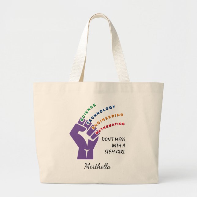 GRAND TOTE BAG PERSONNALISÉ NE PAS MESS STEM GIRL (Devant)