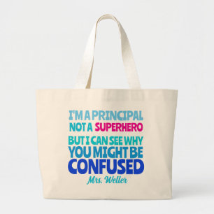Grand Tote Bag Personnalisé Principal Funny Pas un SUPERHERO