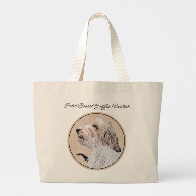 Grand Tote Bag Petit Basset Griffon Vendéen Peinture PBGV Chien A (Dos)