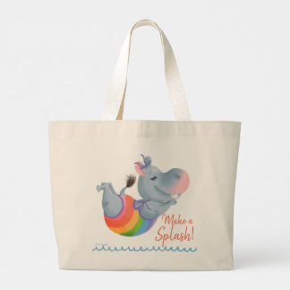 Grand Tote Bag Petit Bonheur Hippo Arc-En-Ciel - Faites Un Splash