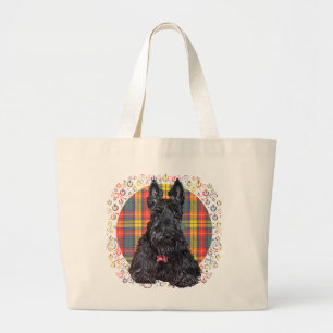 Grand Tote Bag Petit chien écossais tartan