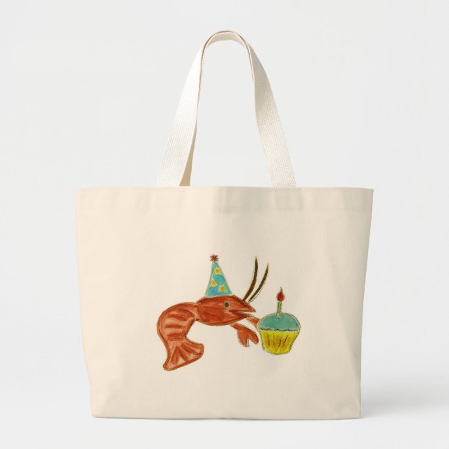 Grand Tote Bag Petit gâteau d'écrevisses d'anniversaire (Devant)