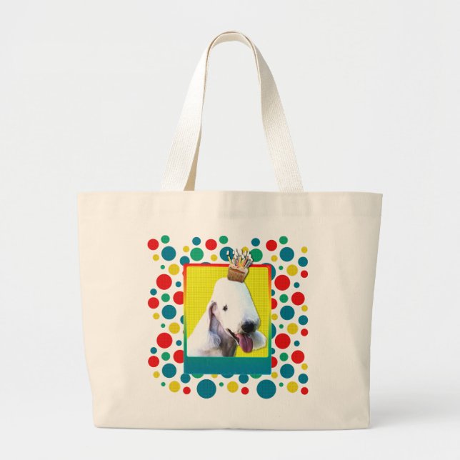 Grand Tote Bag Petit gâteau d'invitation - Bedlington Terrier (Devant)