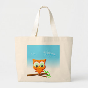 Grand Tote Bag Petite chouette sur une branche
