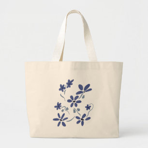 Grand Tote Bag Petite Fleurs Romantiques Bleues