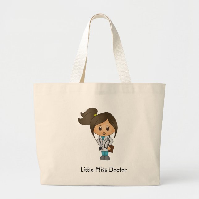 Grand Tote Bag Petite Mlle le docteur - brune mignonne (Devant)
