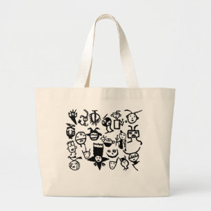 Grand Tote Bag Petroglyphes du visage et masques cérémoniels