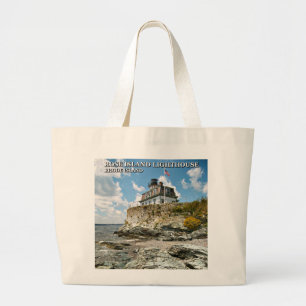 Grand Tote Bag Phare rose d'île, Île de Rhode
