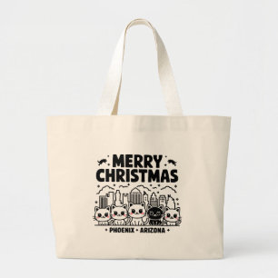 Grand Tote Bag Phoenix City Arizona Merry Christmas Cats USA