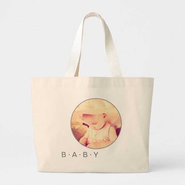 Grand Tote Bag Photo bébé personnalisé ronde (Devant)
