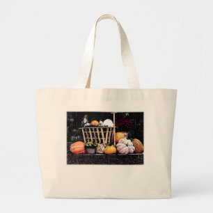 Grand Tote Bag Photo d'automne citrouille et maman
