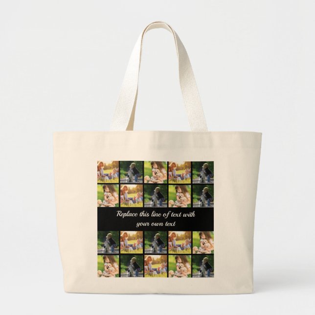 Grand Tote Bag photocollage et texte (Devant)