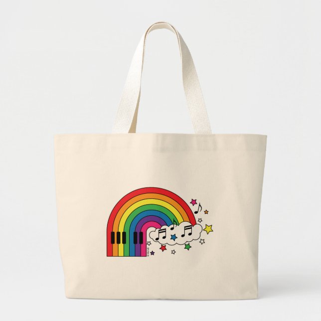 Grand Tote Bag Piano d'arc-en-ciel (Devant)