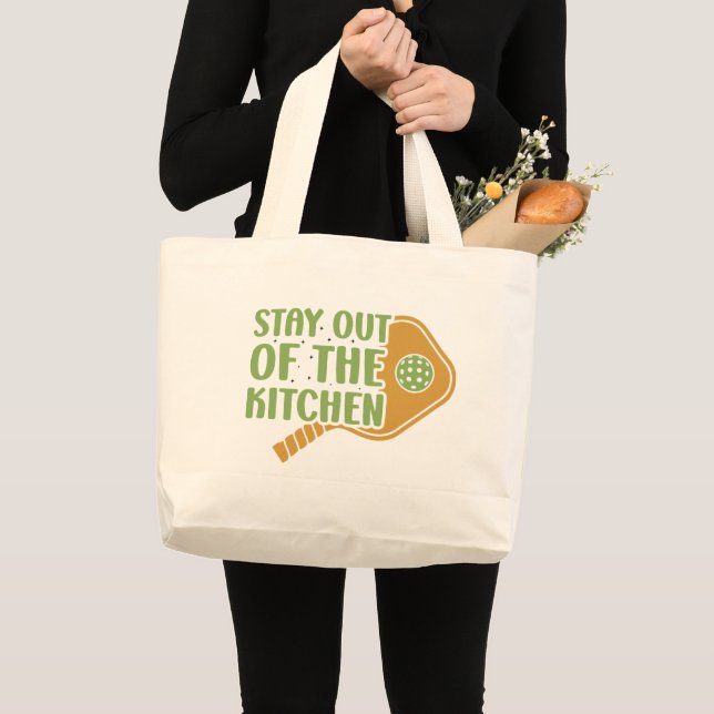 Grand Tote Bag Pickleball Passion : Restez hors de la cuisine drô (Devant (produit))