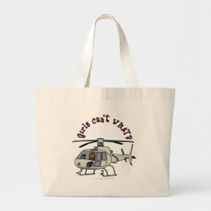 Grand Tote Bag Pilote d'hélicoptère noir
