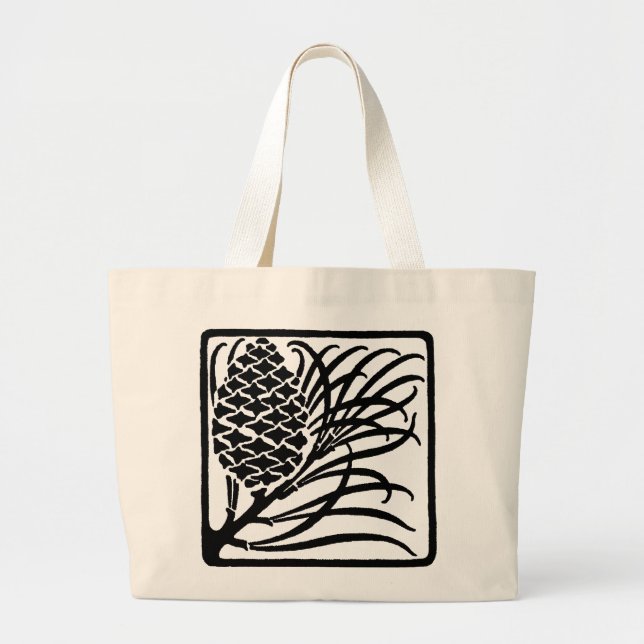 Grand Tote Bag Pine Cône Art nouveau (Devant)