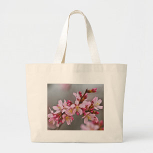 Grand Tote Bag Pink Against A Gray Sky Japanese Cherry Blossoms