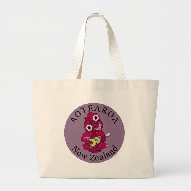Grand Tote Bag Pink Hei Tiki jouant ukelele (Devant)