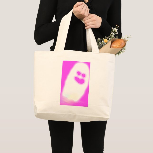 Grand Tote Bag Pinkoween joli fantôme (Devant (produit))