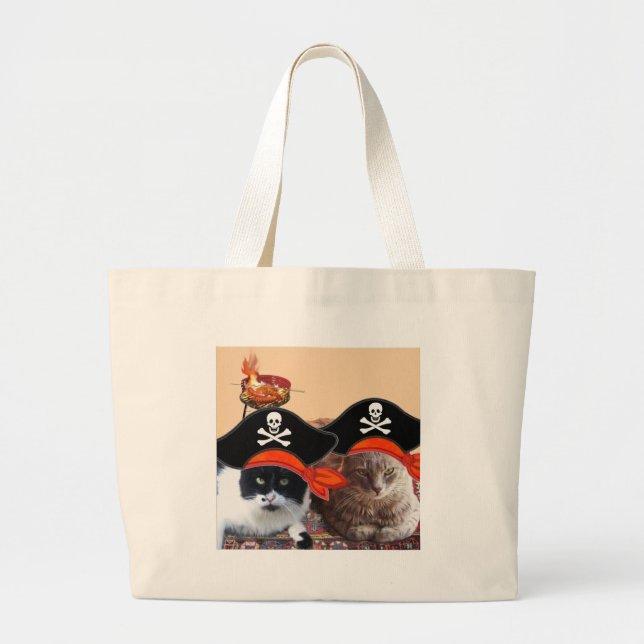 Grand Tote Bag PIRATE CATS, Parlez comme un jour de pirates (Devant)