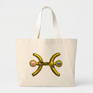 Grand Tote Bag PISCES or Zodiac signe d'anniversaire, perles rose