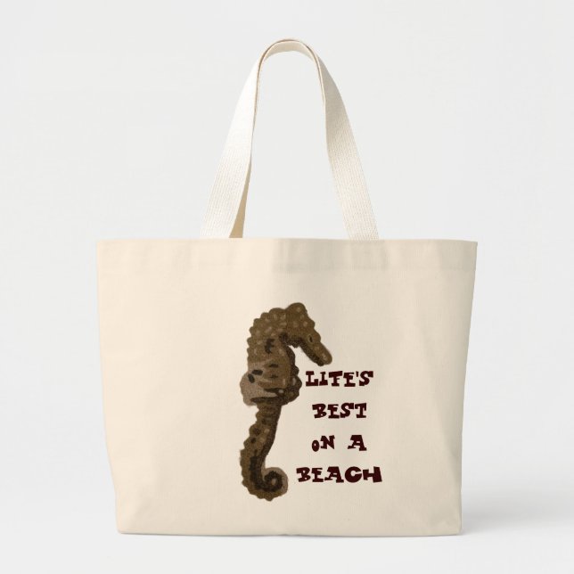 Grand Tote Bag Plage d'hippocampe (Devant)