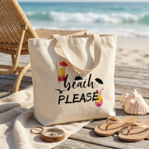 Grand Tote Bag Plage S'il vous plaît drôle Dire Cocktail Été