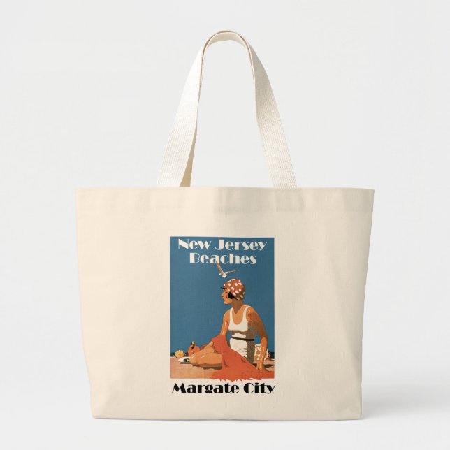 Grand Tote Bag Plages du New Jersey ~ Margate City (Devant)