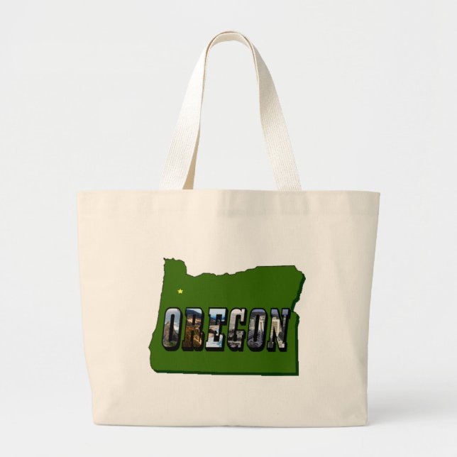 Grand Tote Bag Plan de l'Oregon - Plan et texte de l'image (Devant)
