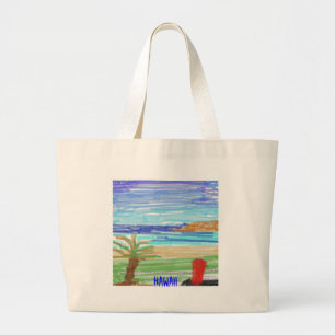 Grand Tote Bag Planche de surf rouge sur la plage de Kaanapali,