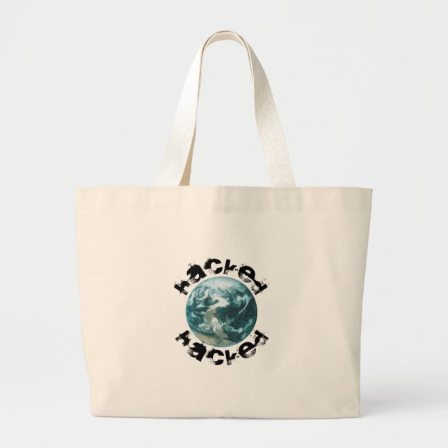 Grand Tote Bag planète Terre piratée (Devant)