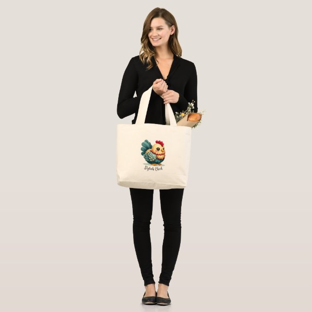Grand Tote Bag Plumes turquoise de poulet Imaginaire fourre-tout (Devant (modèle))