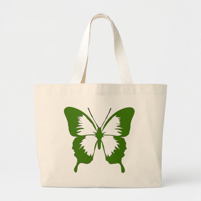 Grand Tote Bag Pochoirs verts de papillon (Devant)